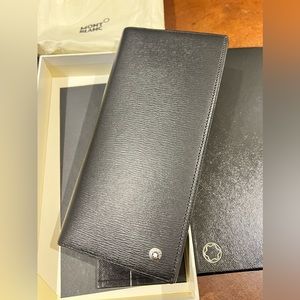 Brand New Black Mont Blanc genuine leather long wallet, unisex